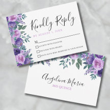 Blomstergalant Lila Quinceanera RSVP-kort