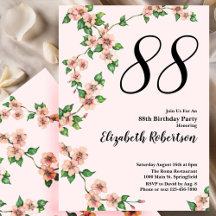 Blomstergestaltad inbjudan till 88-årsfirande i ro