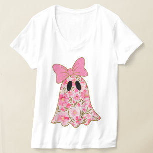 Blomsterghost T-shirt – Söt Rosa & Guld Glitter 