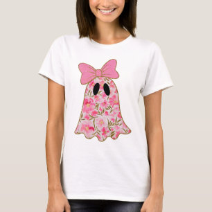 Blomsterghost T-shirt – Söt Rosa & Guld Glitter