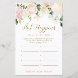 Blomsterglans Rosa och Guld Baby Shower Spel UTSKR
