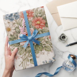 Blomsterglans TrädgårdsAntik Mönster Presentpapper