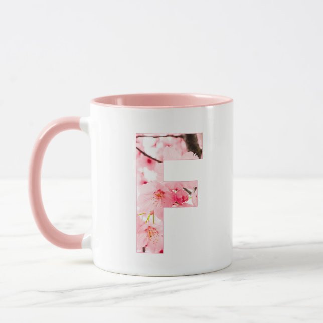 Blomstergods F Initial Mugg | Personligt Namn & Eg (Vänster)