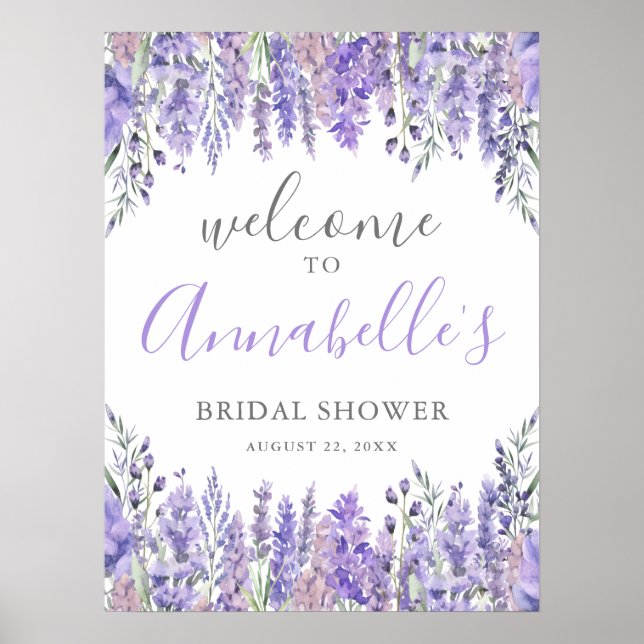 Blomstergodsakral Violett Bröllopsdusch Välkomstsk Poster (Framsidan)