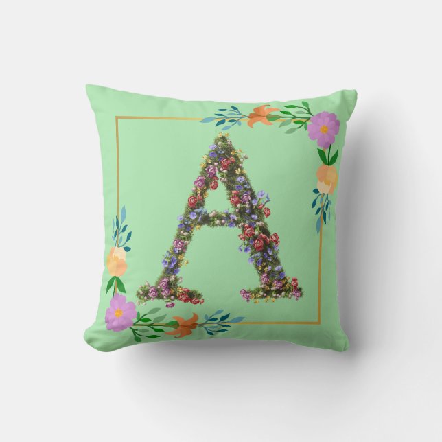Blomstergrafik Bokstav A Kudde (Framsida)