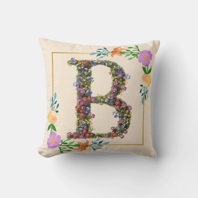 Blomstergrafik Bokstav B Kudde (Framsida)