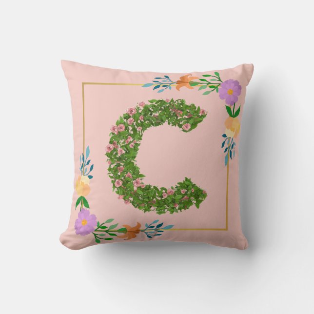 Blomstergrafik Bokstav C Kudde (Framsida)