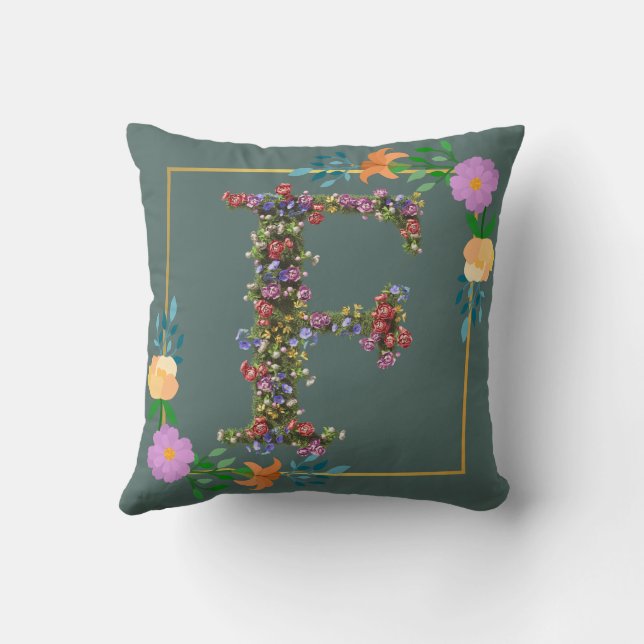 Blomstergrafik Bokstav F Kudde (Baksida)