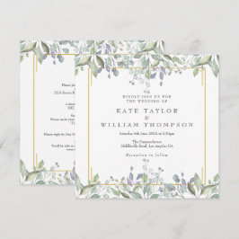 Blomstergreenery allt i en fyrkantig bröllopsdekor inbjudningar