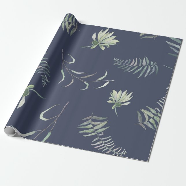 Blomstergrönska Presentpapper (Utrullad)