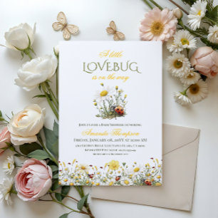 Blomstergul lite kärleksbugs baby shower inbjudningar