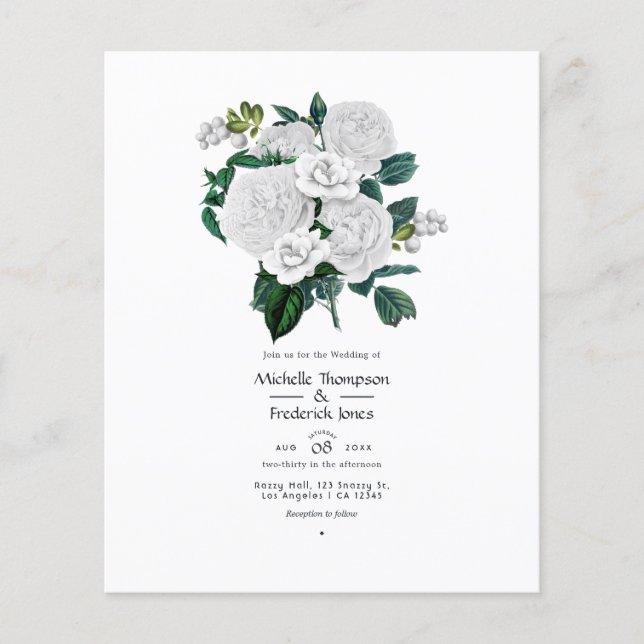 Blomstergul vit bröllopsfest flygblad (Framsidan)