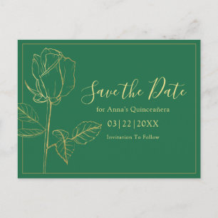 Blomstergulgrön Quinceanera Spara Datum Vykort