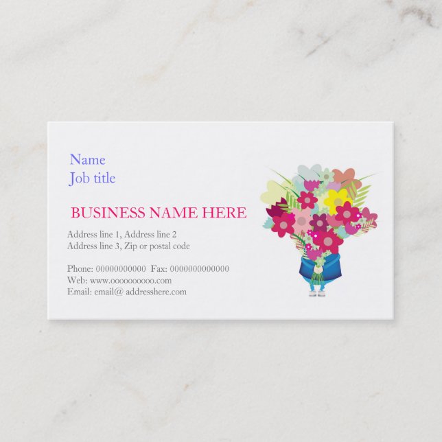Blomsterhandlare blommaarrangör, hälsningkort visitkort (Framsida)