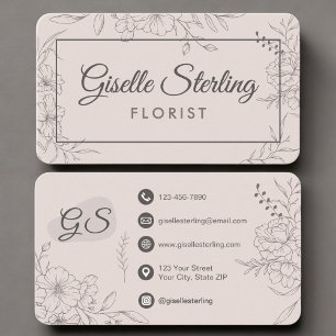 Blomsterhandlare Blommig Rosa Blomster Visitkort