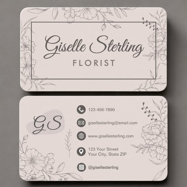 Blomsterhandlare Blommig Rosa Blomster Visitkort (Skapare uppladdad)