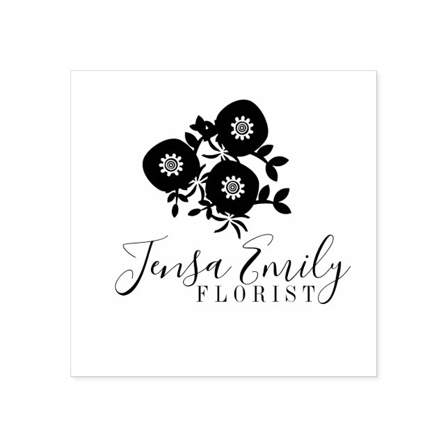 Blomsterhandlare Blomsterbukett Logotyp Konstnärss Stämpel (Tryck)