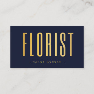 Blomsterhandlare Foto Qr-kod Navy Och Guld Visitkort