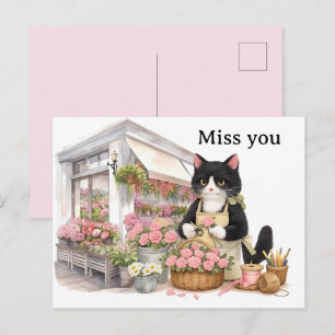 Blomsterhandlare Katt mamma Tuxedo katt älskare Sa Vykort