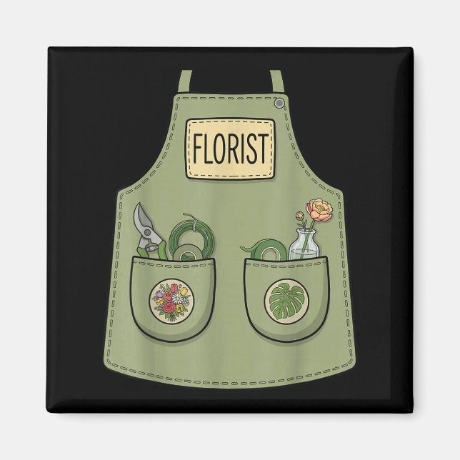 Blomsterhandlare rolig blommig designer trädgårdsm magnet (Framsidan)
