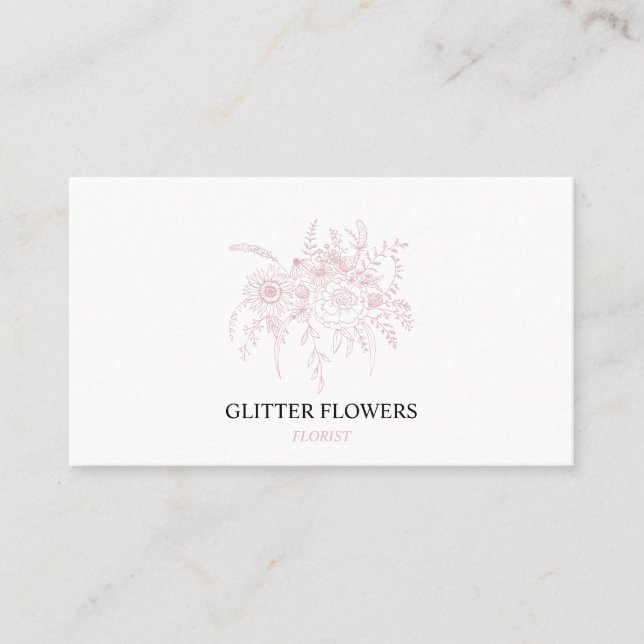 Blomsterhandlare Rosa Guld Visitkort (Framsida)