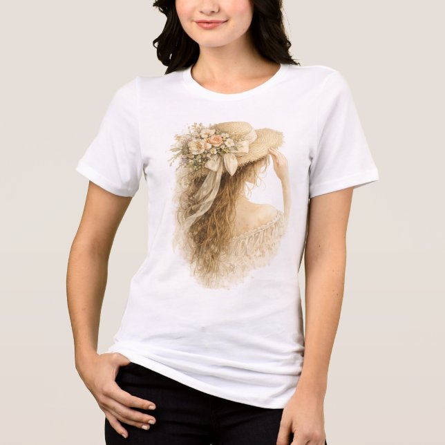 Blomsterhatt Dam T Shirt (Framsida)
