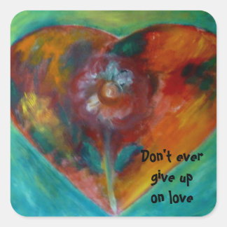 blomsterhjärta fyrkantigt klistermärke