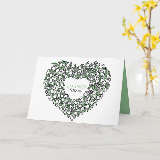 Blomsterhjärtbukett tuilp, tryckt konst Mors dag Kort (Gul blomma)