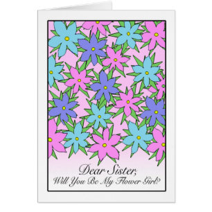 Blomsterinbjudan till syster, Pastel Flowers Hälsningskort