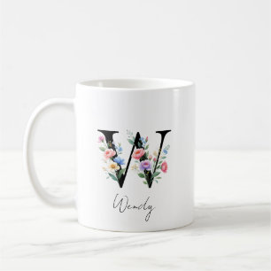 Blomsterinitial – Bokstav W Kaffemugg