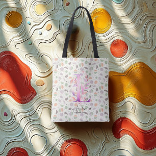 Blomsterinitial L Totebag med Boho Pastellmönster Tygkasse