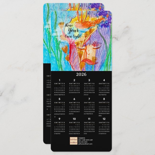 Blomsterjocka Pastel Art Calendar-kort Inbjudningar (Fram/baksida)