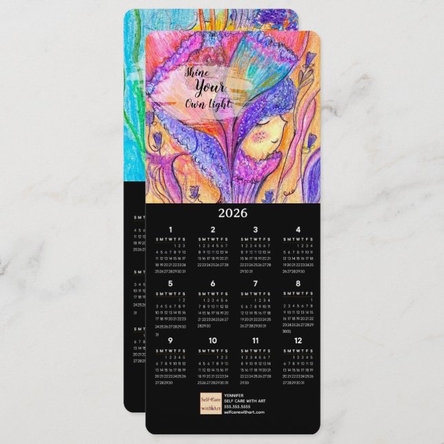Blomsterjocka Pastel Art Calendar-kort Inbjudningar (Fram/baksida)