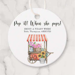 Blomsterkärra baby shower - Poppa den! När hon pop Gåvor Etiketter