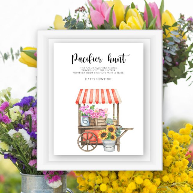 Blomsterkärra baby shower - sökning efter napp-lek poster (Skapare uppladdad)
