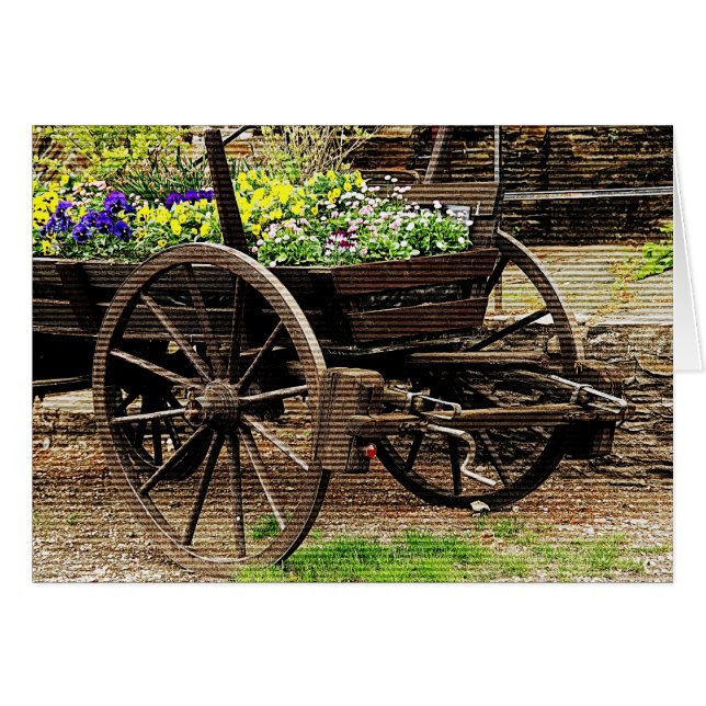Blomsterkärra Hälsningskort (Framsidan Horizontal)