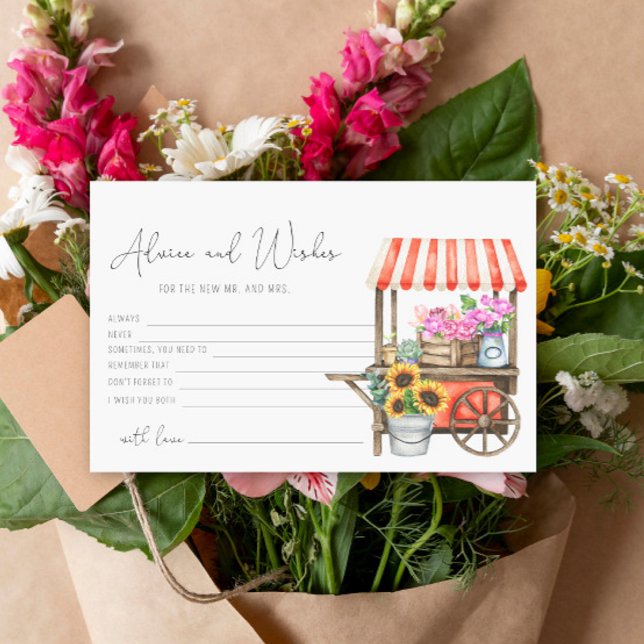 blomsterkärra - råd och önskemål bröllopsdusch brevpapper (Skapare uppladdad)