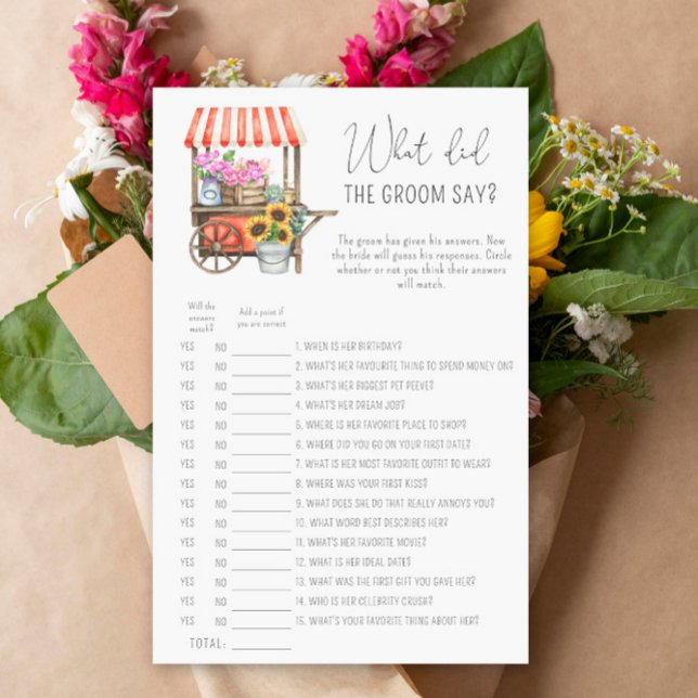 Blomsterkärra - Vad sa brudgummen bröllopsspel (Skapare uppladdad)