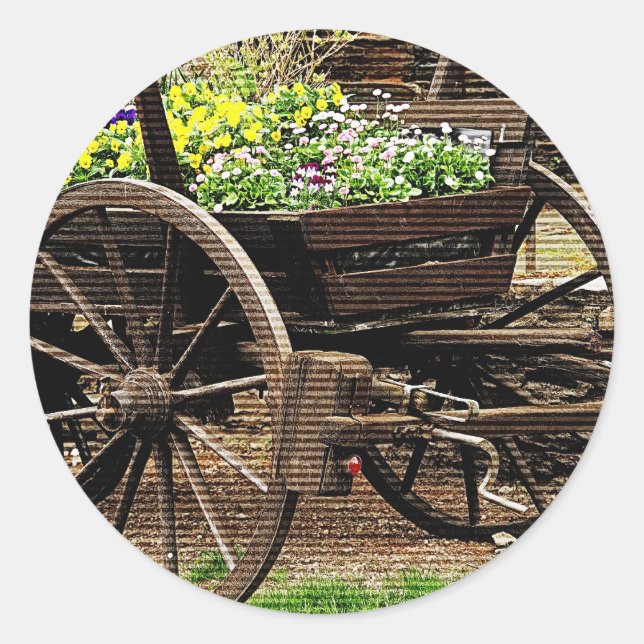 Blomsterkärrra Runt Klistermärke (Framsida)