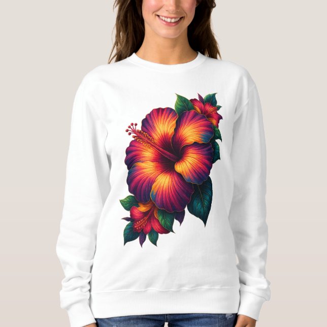 Blomsterkonsttröja för kvinnor t shirt (Framsida)