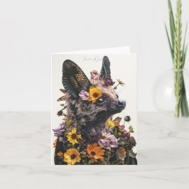 Blomsterkort Fladdermus i vitt kort