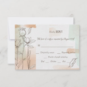 Blomsterkort för RSVP med vattenfärgseffekt OSA Kort