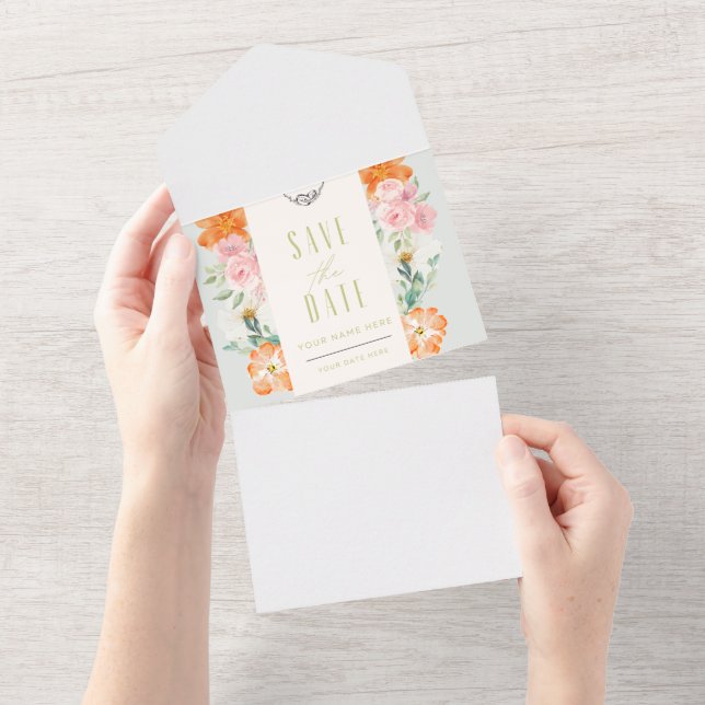 Blomsterkort för Save the Date (Avrivbar del)