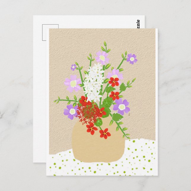 Blomsterkort Vykort (Fram/baksida)