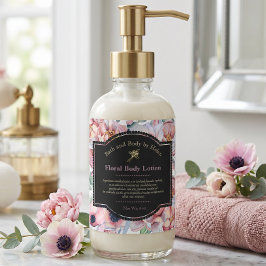 Blomsterkosmetikflasketikett - Mauve och lila Fyrkantigt Klistermärke