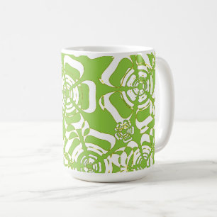 Blomsterkraft 3 Gröntar vit Gult och svart Kaffemugg