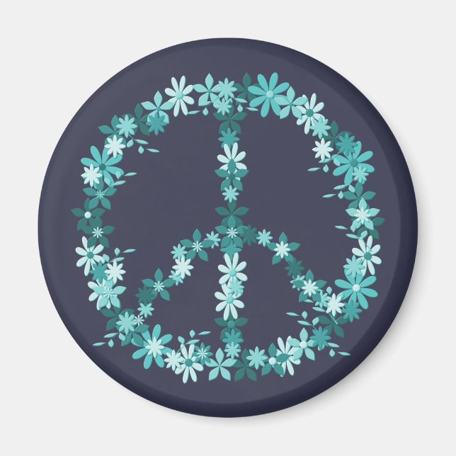 Blomsterkraft för fredssymbolen magnet (Framsidan)