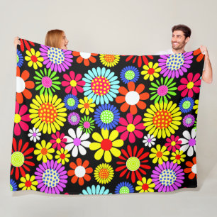 Blomsterkraft i Retro vår Fleecefilt