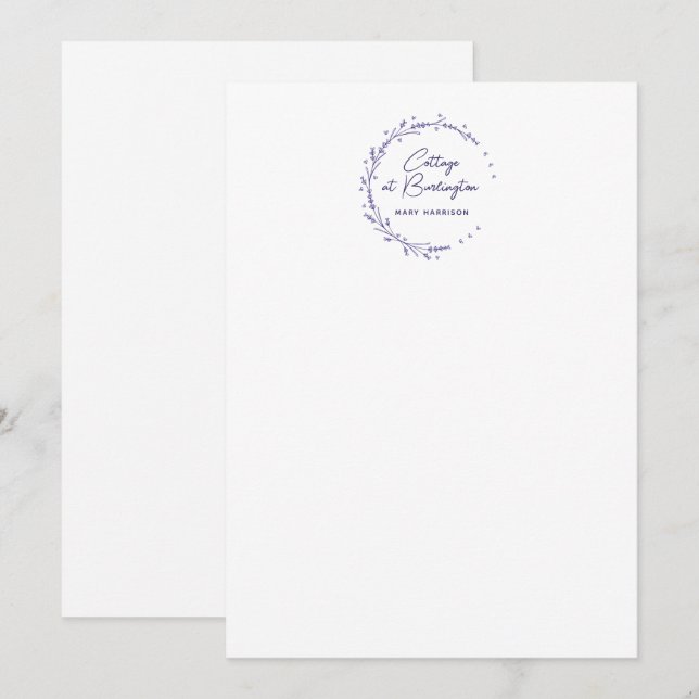 Blomsterkrans av lavendelhjärtan anteckningskort (Fram/baksida)