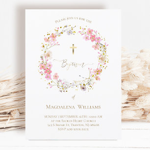 blomsterkrans Baptism-inbjudan Inbjudningar